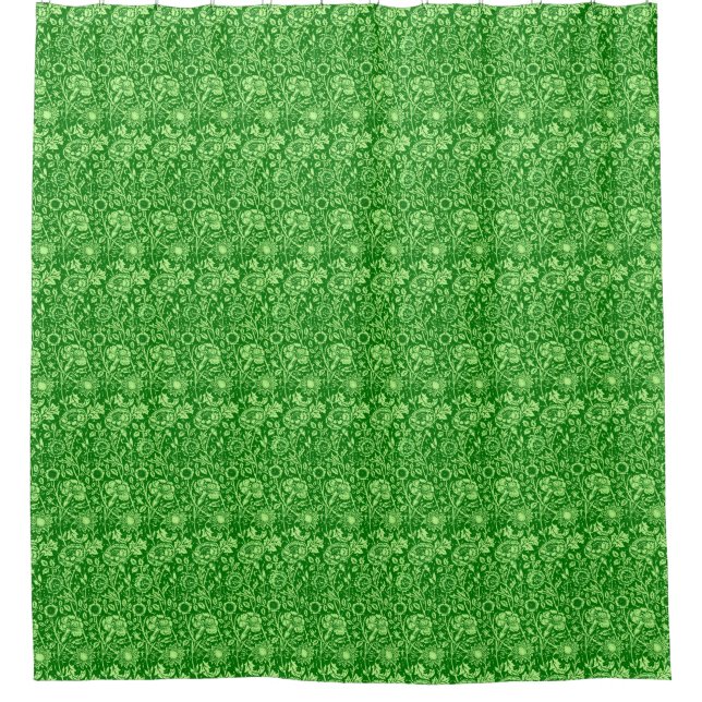 Art Nouveau Carnation Damask, Forest Green Duschvorhang (Vorderseite)