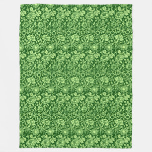 Art Nouveau Carnation Damask, Forest Green Fleecedecke