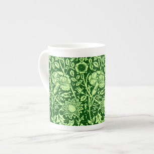 Art Nouveau Carnation Damask, Forest Green Prozellantasse