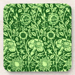 Art Nouveau Carnation Damask, Forest Green Untersetzer