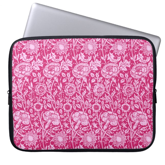 Art Nouveau Carnation Damask, Fuchsia Pink Laptopschutzhülle (Vorderseite)