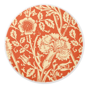 Art Nouveau Carnation Damask, Mandarin Orange Keramikknauf