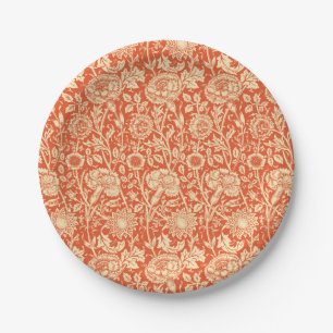 Art Nouveau Carnation Damask, Mandarin Orange Pappteller