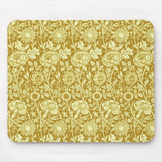 Art Nouveau Carnation Damask, Mustard and Yellow Mousepad (Vorne)