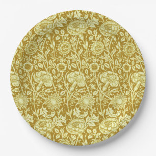 Art Nouveau Carnation Damask, Mustard and Yellow Pappteller