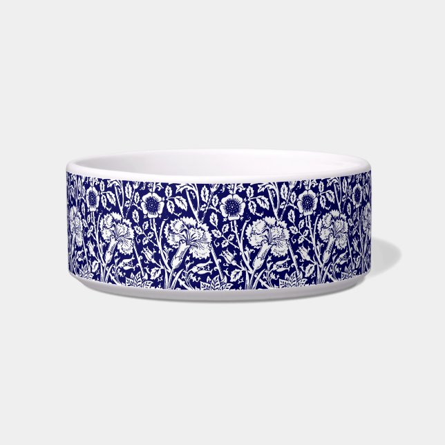 Art Nouveau Carnation Damask, Navy und White Napf (Links)
