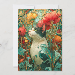 Art Nouveau Cat Feiertagskarte