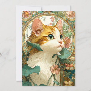 Art Nouveau Cat Feiertagskarte