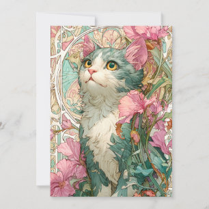 Art Nouveau Cat Feiertagskarte