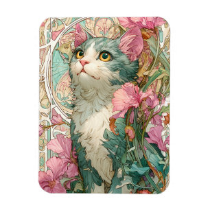 Art Nouveau Cat Magnet