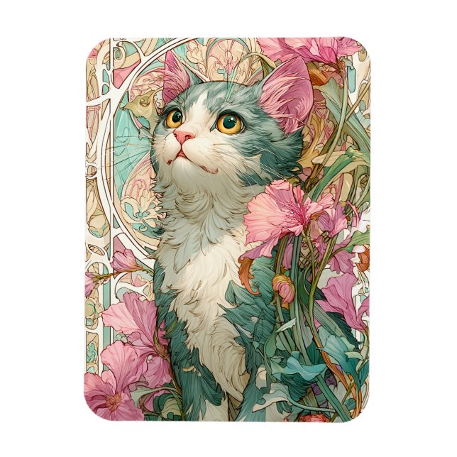 Art Nouveau Cat Magnet (Vertikal)