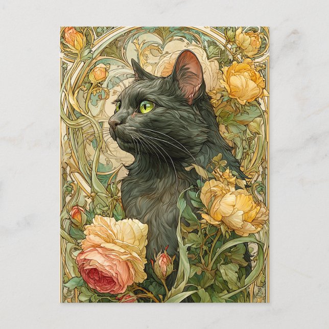 Art Nouveau Cat Postkarte (Vorderseite)