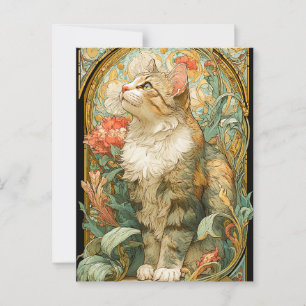 Art Nouveau Cat Postkarte