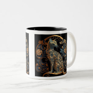 Art Nouveau Cat Zwei-Tonen-Tasse, 11 oz Zweifarbige Tasse