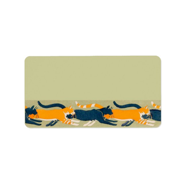 Art Nouveau Cats Adressaufkleber (Vorne)