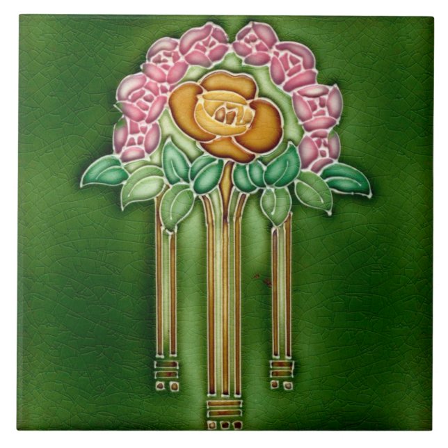 Art Nouveau Ceramic Fireplace Wall tile Fliese (Vorderseite)