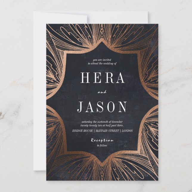 Art Nouveau charbon et bronze Invitation (Devant)