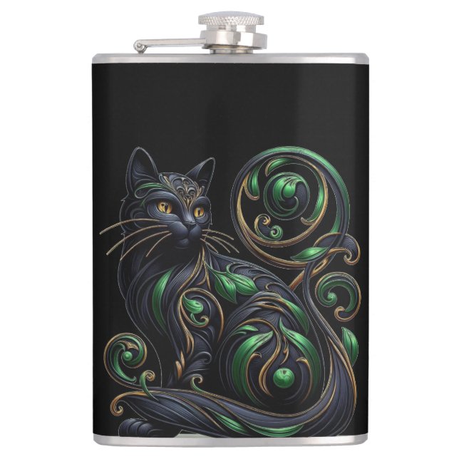 Art Nouveau Chat Noir Flacon Celtique Vinyle Envel (Devant)