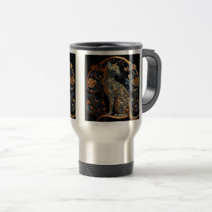 Art Nouveau Chat Voyage / Mug de navette, 15 oz