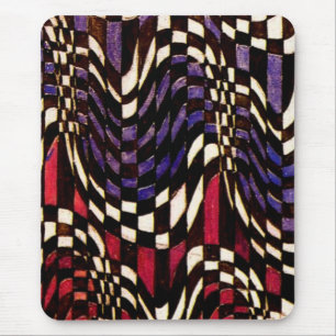 Art Nouveau Checkered Wave Pattern - Mousepad