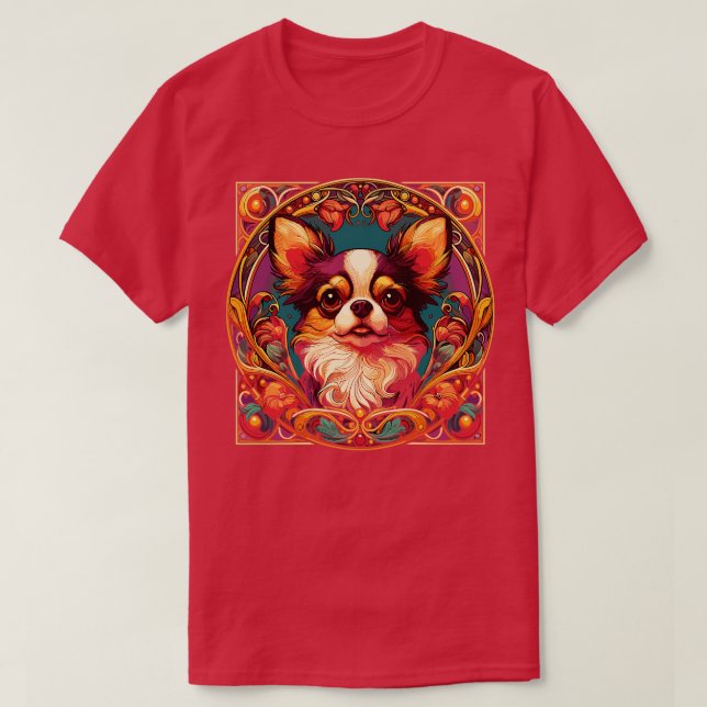 Art Nouveau Chihuahua Funny Chihuahua Design T-Shirt (Design vorne)