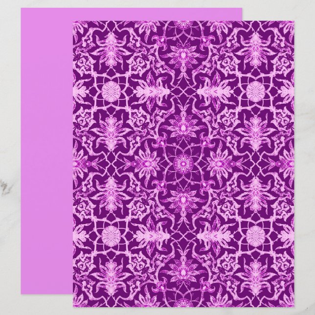 Art Nouveau Chinese Pattern, Amethyst Lila (Vorne/Hinten)