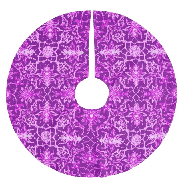 Art Nouveau Chinese Pattern - Amethyst Lila Polyester Weihnachtsbaumdecke (Vorderseite)
