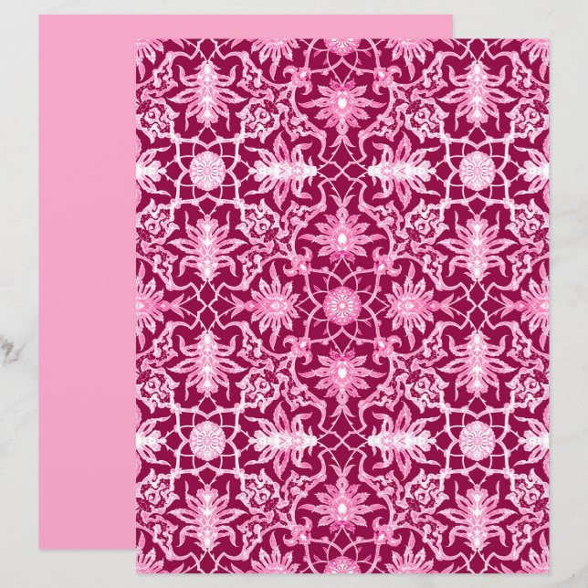 Art Nouveau Chinese Pattern Burgund und Pink (Vorne/Hinten)