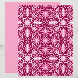 Art Nouveau Chinese Pattern Burgund und Pink