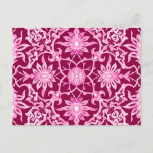 Art Nouveau Chinese Pattern - Burgund Wein Postkarte