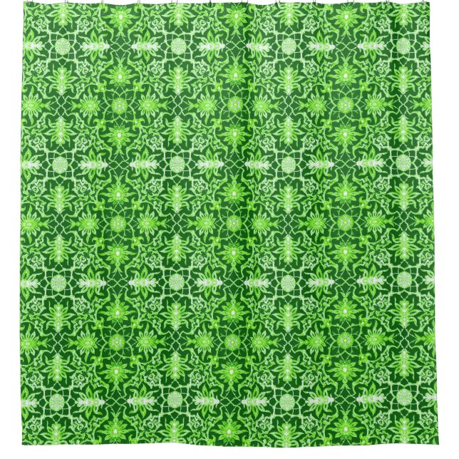 Art Nouveau Chinese Pattern - Emerald Green Duschvorhang (Vorderseite)