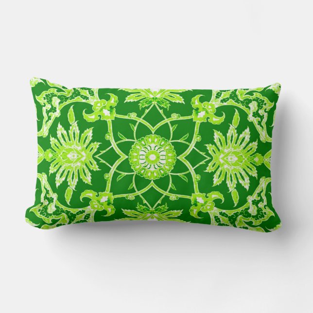 Art Nouveau Chinese Pattern - Emerald Green Lendenkissen (Vorderseite)