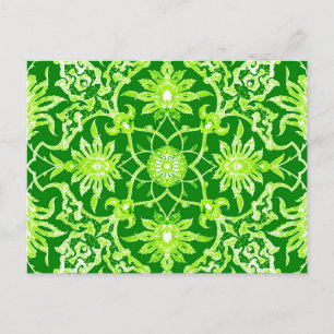 Art Nouveau Chinese Pattern - Emerald Green Postkarte