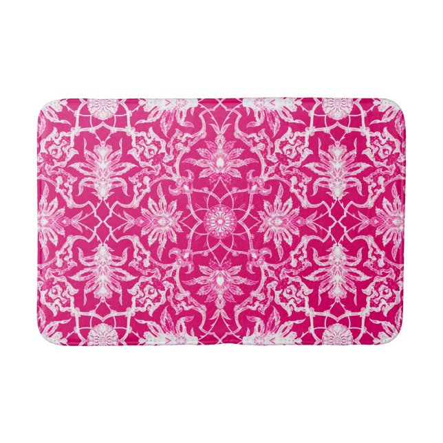 Art Nouveau Chinese Pattern - Fuschia Pink Badematte (Vorderseite)