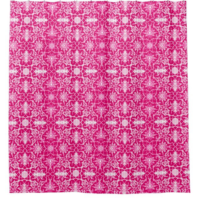 Art Nouveau Chinese Pattern - Fuschia Pink Duschvorhang (Vorderseite)