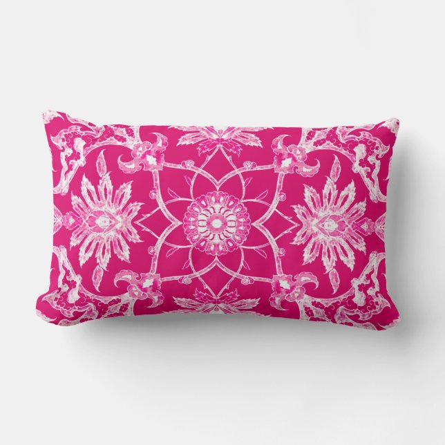 Art Nouveau Chinese Pattern - Fuschia Pink Lendenkissen (Vorderseite)