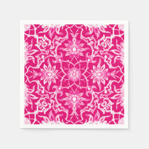 Art Nouveau Chinese Pattern - Fuschia Pink Serviette