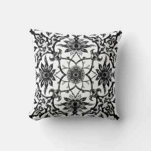 Art Nouveau Chinese Pattern - Schwarz und Weiß Kissen
