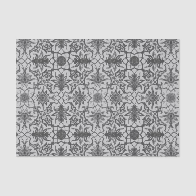 Art Nouveau Chinese Pattern - Silver Gray Seidenpapier (Vorderseite)