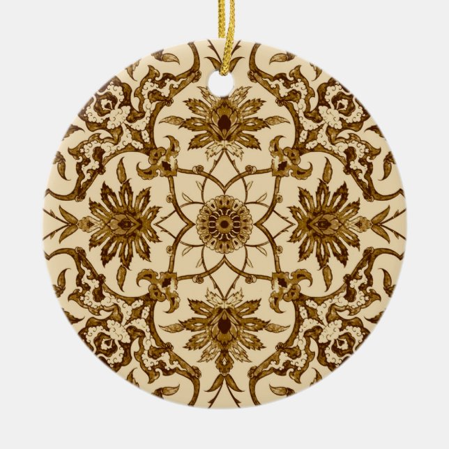 Art Nouveau Chinese Tile - Brown und Beige Keramikornament (Vorne)