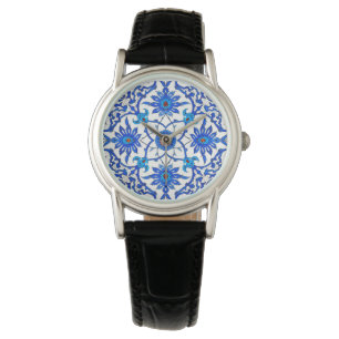 Art Nouveau Chinese Tile - Cobalt Blue & White Armbanduhr