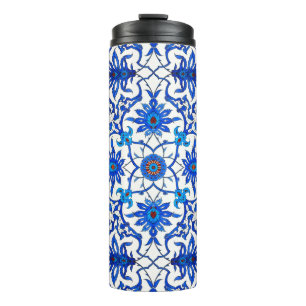 Art Nouveau Chinese Tile, Cobalt Blue & White Thermosbecher