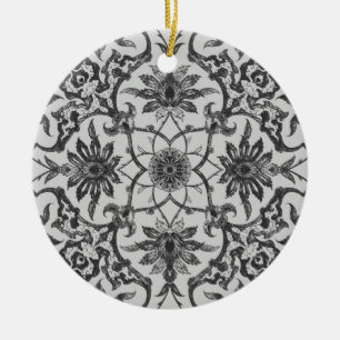 Art Nouveau Chinese Tile - Silver Gray Keramikornament