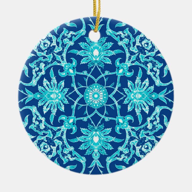 Art Nouveau Chinese Tile - Türkis und Blau Keramikornament (Vorne)