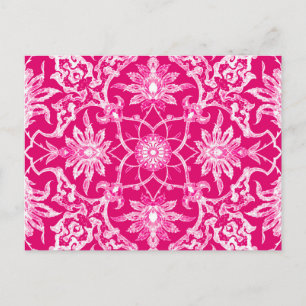 Art Nouveau chinesisches Muster - Fuchsia Rosa Postkarte