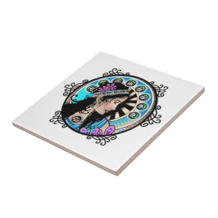 Art Nouveau Circle Painting Samaritan Frau Fliese