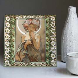 Art Nouveau Clair de Lune Mucha Edelweiss Blume Fliese