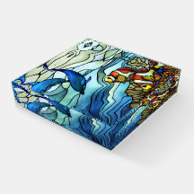 Art Nouveau Clown Fisch und Delphine verklebtes Gl