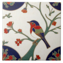 Art Nouveau Colorful Bird Art Deco