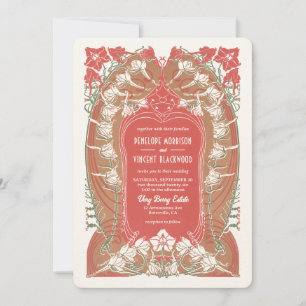 Art Nouveau Columbine Delicacy Wedding Einladung